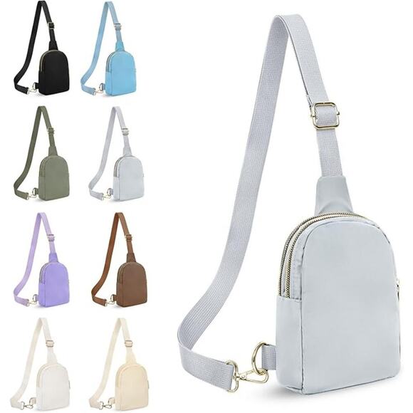 2 For $12  Light Grey Sling Bag  Adjustable Strap Fashion Sling Pack - Picture 1 of 6
